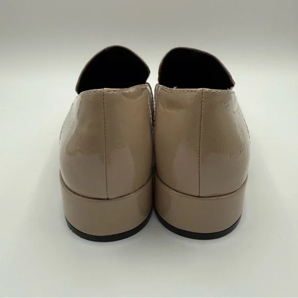 Zara Taupe Patent Loafers Women’s Square Toe Low Heel Slip On Shoes Size 6.5 US - Picture 6 of 16